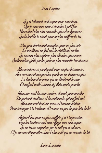 Le poème en image: Faux Espoirs