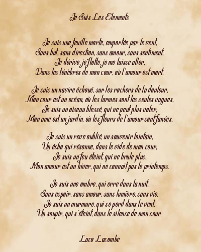 Le poème en image: Je Suis Les Elements