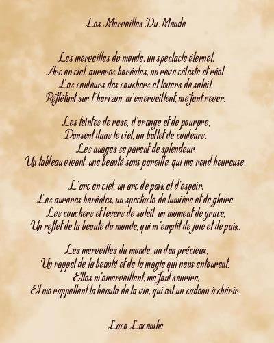 Le poème en image: Les Merveilles Du Monde