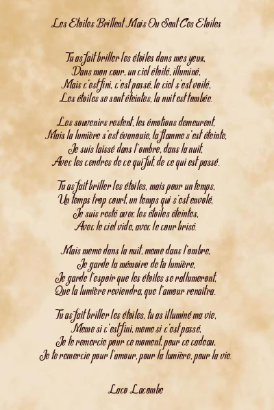 Le poème en image: Les Etoiles Brillent Mais Ou Sont Ces Etoiles