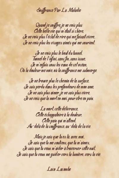 Le poème en image: Souffrance Par La Maladie
