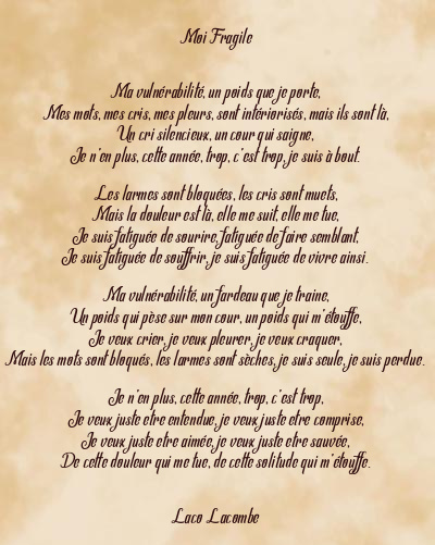 Le poème en image: Moi Fragile
