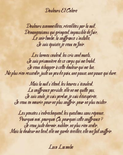 Le poème en image: Douleurs Et Colere
