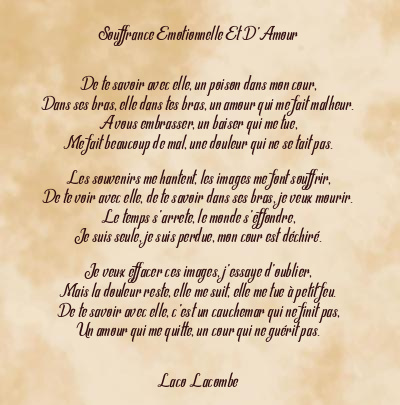 Le poème en image: Souffrance Emotionnelle Et D’amour