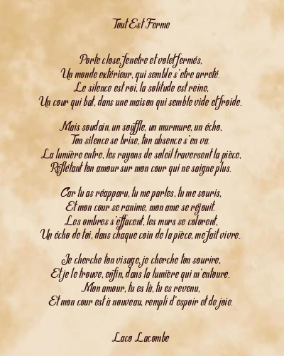 Le poème en image: Tout Est Ferme