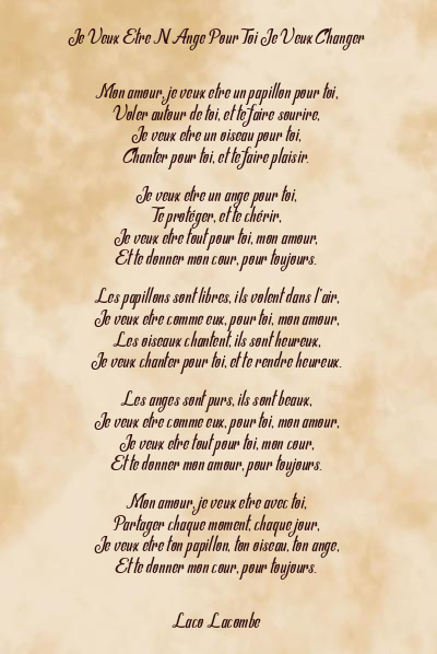 Le poème en image: Je Veux Etre N Ange Pour Toi Je Veux Changer
