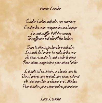 Le poème en image: Savoir Ecouter