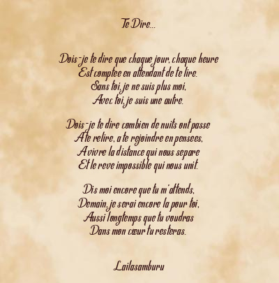 Le poème en image: Te Dire…