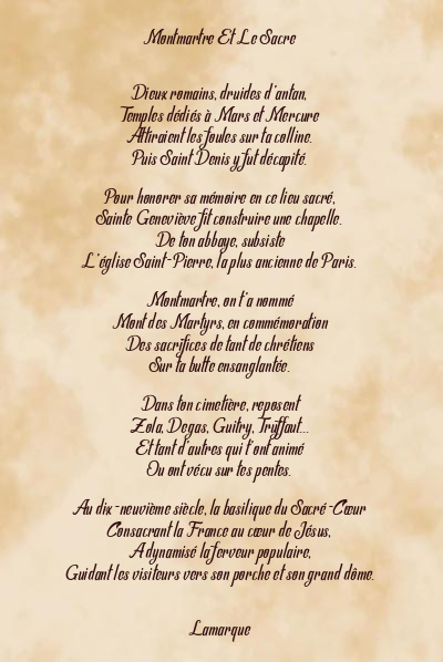 Le poème en image: Montmartre Et Le Sacre