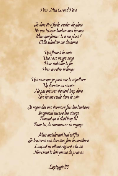 Le poème en image: Pour Mon Grand Pere