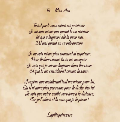 Le poème en image: Toi… Mon Ami…