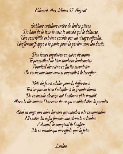 Le poème en image: Edward Aux Mains D’argent.
