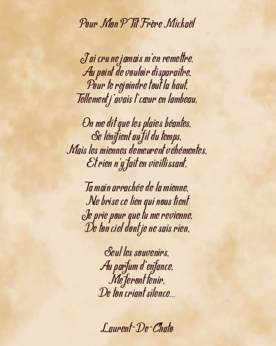 Le poème en image: Pour Mon P’tit Frère Mickaël