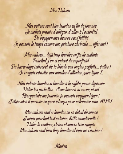 Le poème en image: Mes Valises…
