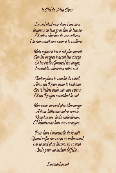 Le poème en image: Le Ciel De Mon Cœur