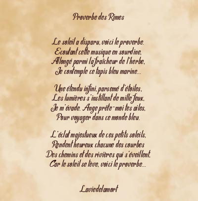 Le poème en image: Proverbe Des Rimes