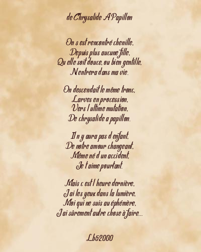Le poème en image: De Chrysalide A Papillon
