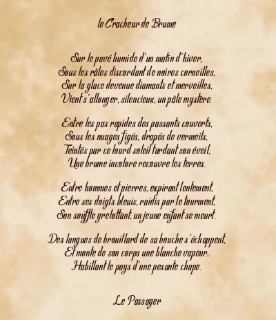 Le poème en image: Le Cracheur De Brume