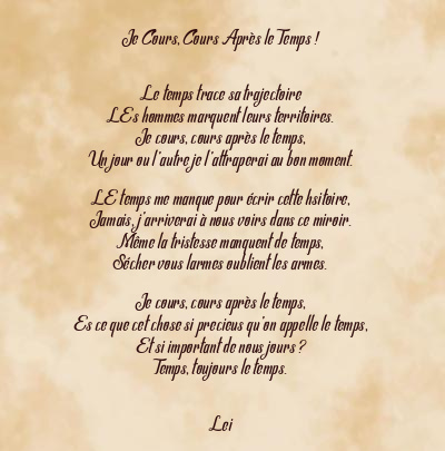 Le poème en image: Je Cours, Cours Après Le Temps !