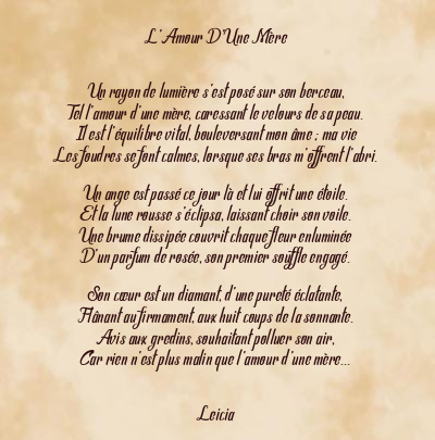 Le poème en image: L’amour D’une Mère