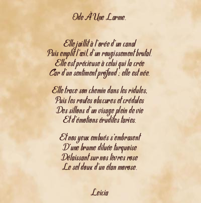 Le poème en image: Ode À Une Larme.