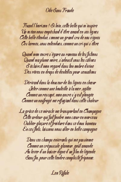 Le poème en image: Ode Sans Fraude