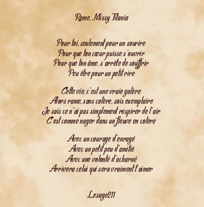 Le poème en image: Rame, Missy Titania