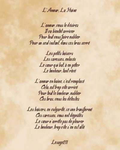 Le poème en image: L’amour, La Haine