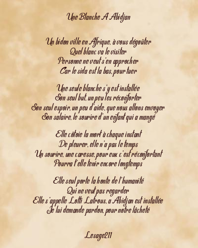 Le poème en image: Une Blanche A Abidjan