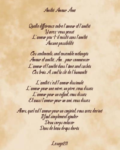 Le poème en image: Amitié Amour Âme