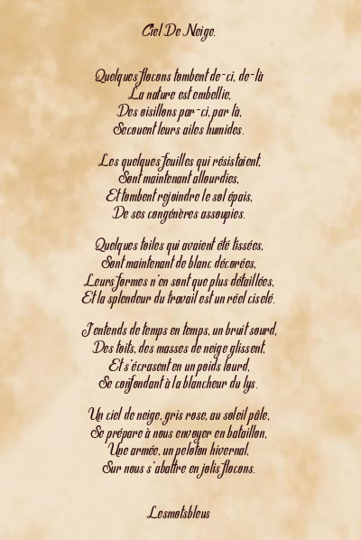 Le poème en image: Ciel De Neige.