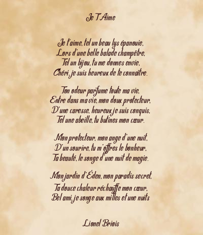 Le poème en image: Je T’aime