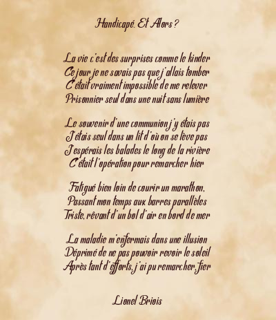 Le poème en image: Handicapé. Et Alors ?