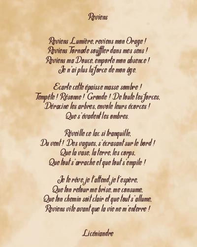 Le poème en image: Reviens