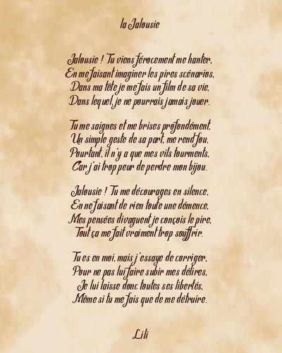 Le poème en image: La Jalousie