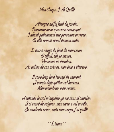 Le poème en image: Mon Corps J’ai Quitté