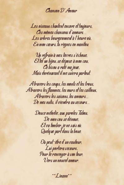 Le poème en image: Chanson D’amour