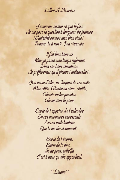 Le poème en image: Lettre À Moureuz