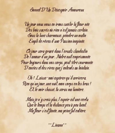 Le poème en image: Sonnet D’un Désespoir Amoureux