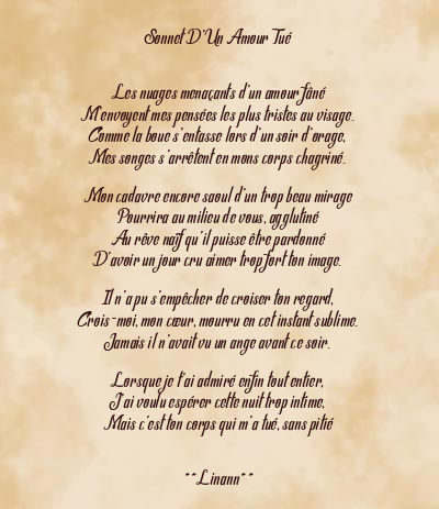 Le poème en image: Sonnet D’un Amour Tué