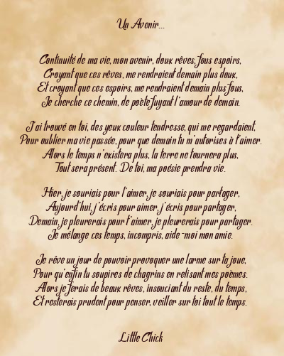 Le poème en image: Un Avenir…