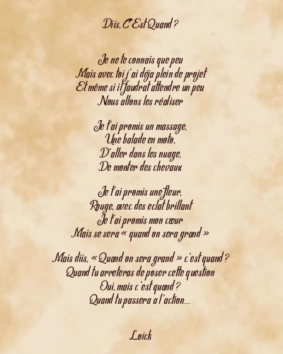 Le poème en image: Diis, C’est Quand ?