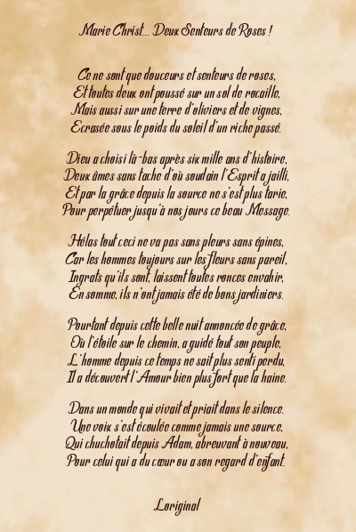 Le poème en image: Marie Christ… Deux Senteurs De Roses !