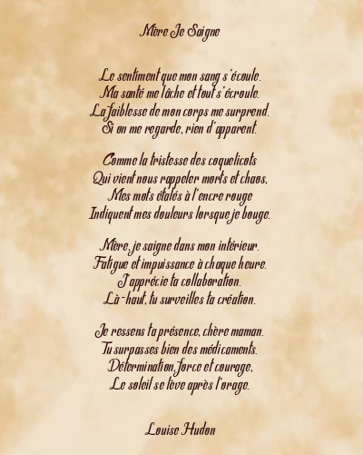 Le poème en image: Mère Je Saigne