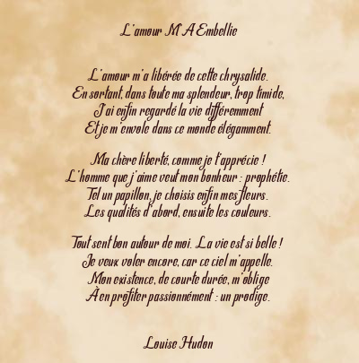 Le poème en image: L’amour M’a Embellie
