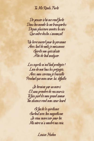 Le poème en image: Tu Me Rends Forte