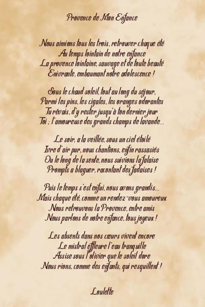 Le poème en image: Provence De Mon Enfance