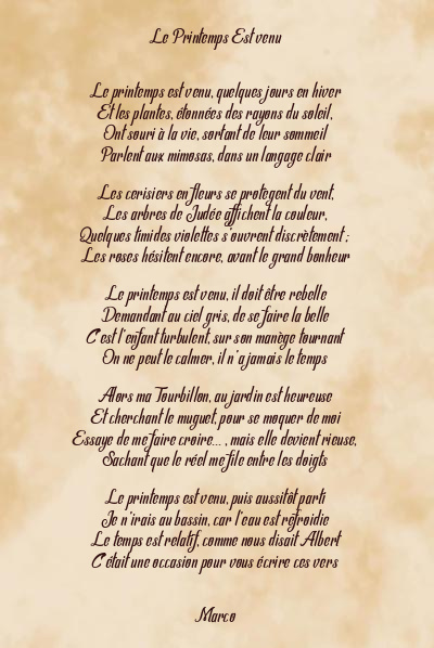 Le poème en image: Le Printemps Est Venu