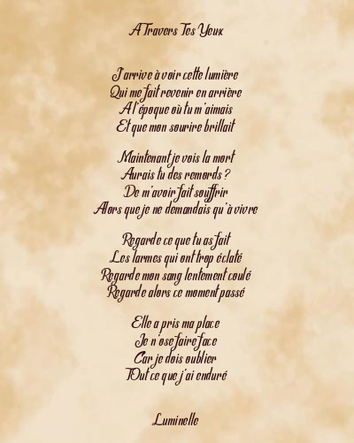 Le poème en image: A Travers Tes Yeux