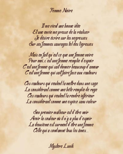 Le poème en image: Femme Noire